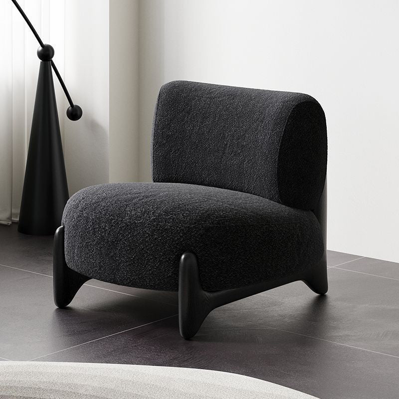 Contemporary Nordic Sherpa Fabric Solid Wood Rectangular Accent Chair Backrest Armless For Living Room