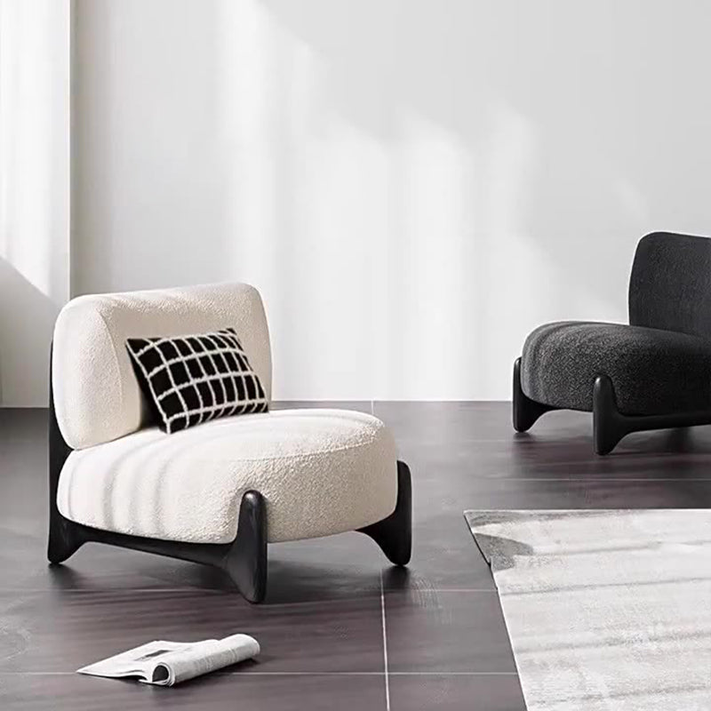 Contemporary Nordic Lambswool Solid Wood Rectangular Accent Chair Backrest Armless For Living Room