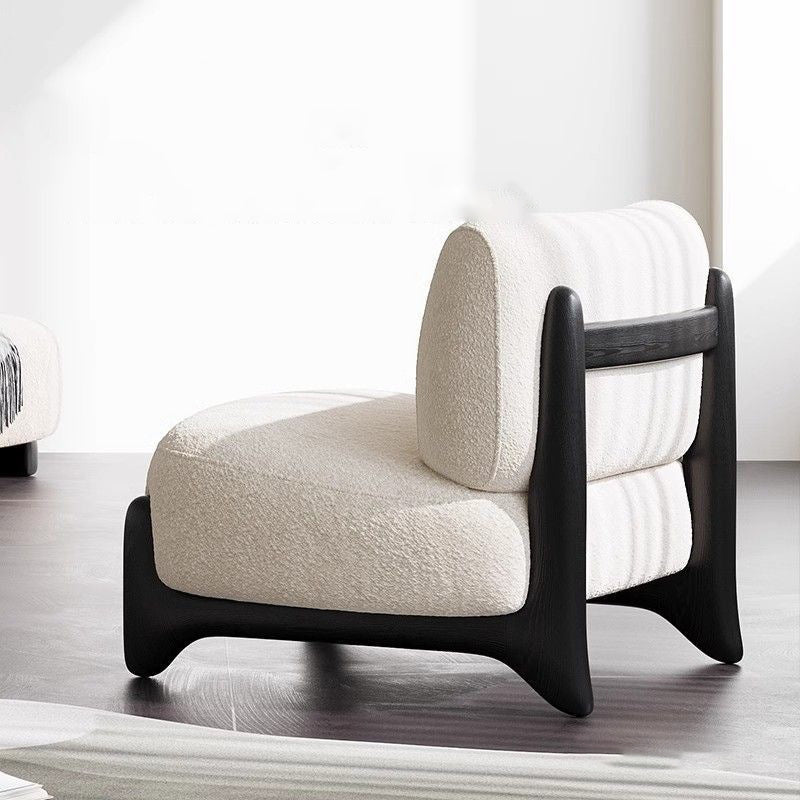 Contemporary Nordic Sherpa Fabric Solid Wood Rectangular Accent Chair Backrest Armless For Living Room