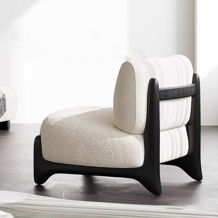 Contemporary Nordic Sherpa Fabric Solid Wood Rectangular Accent Chair Backrest Armless For Living Room