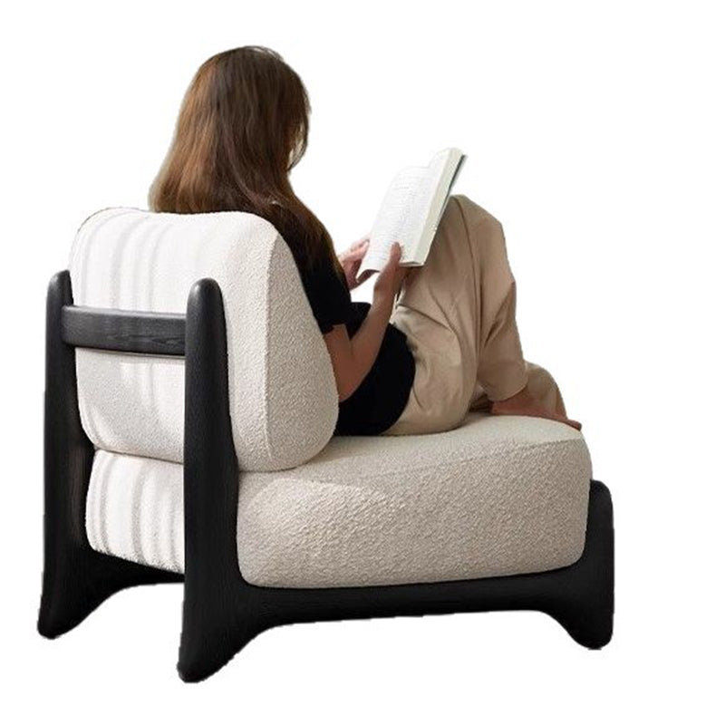 Contemporary Nordic Sherpa Fabric Solid Wood Rectangular Accent Chair Backrest Armless For Living Room