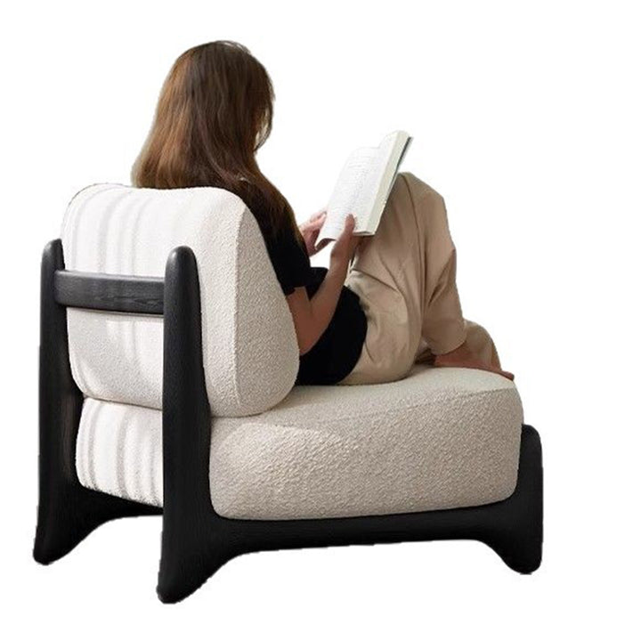 Contemporary Nordic Sherpa Fabric Solid Wood Rectangular Accent Chair Backrest Armless For Living Room