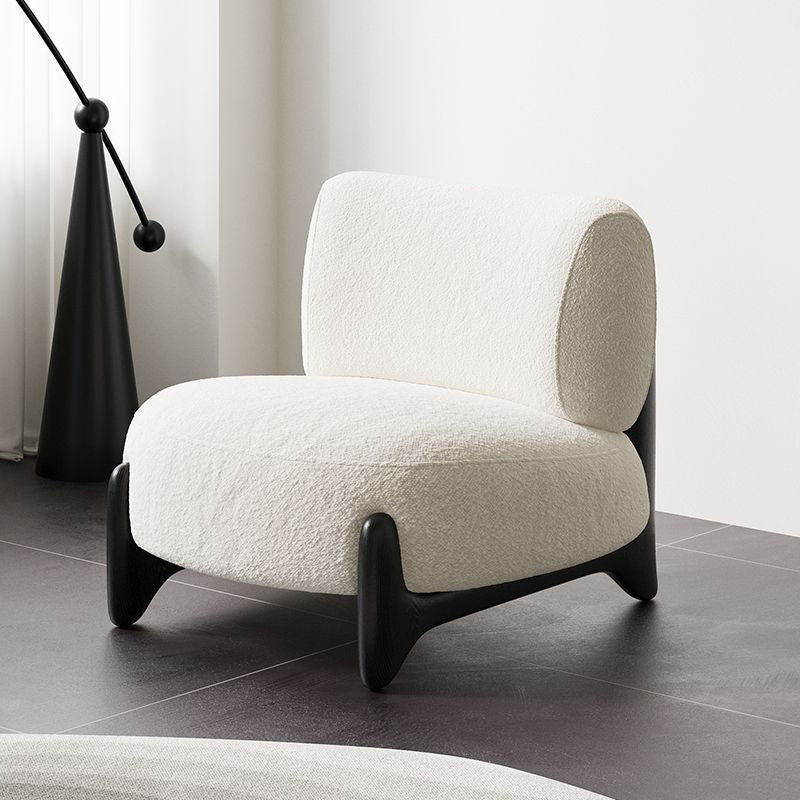 Contemporary Nordic Sherpa Fabric Solid Wood Rectangular Accent Chair Backrest Armless For Living Room