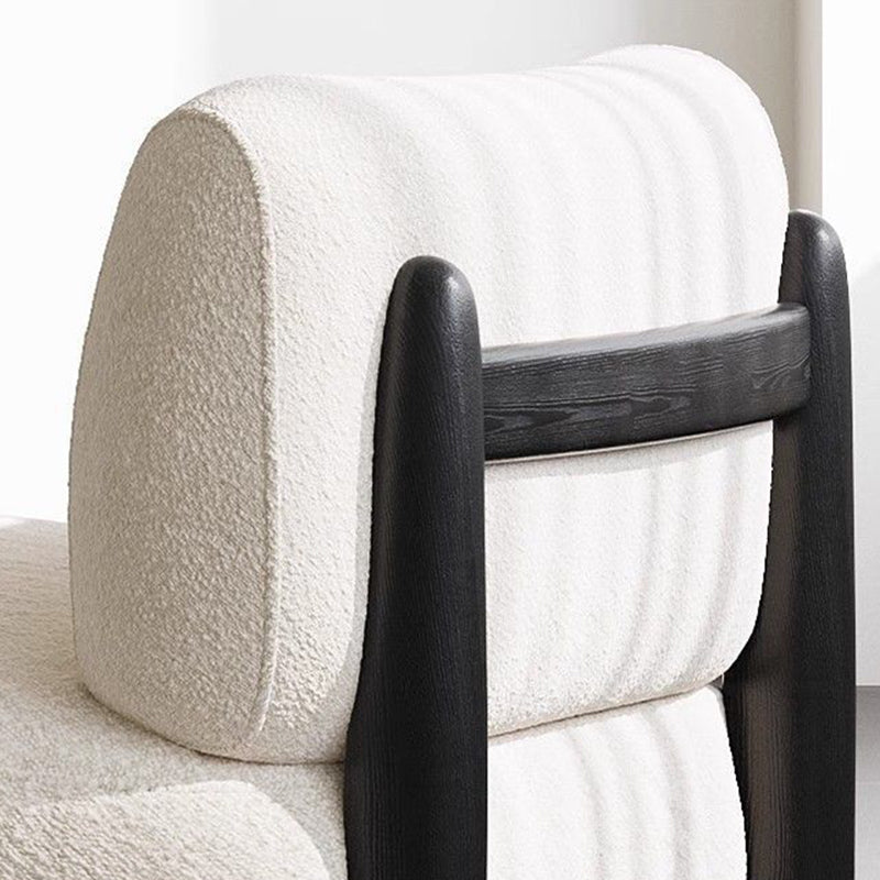 Contemporary Nordic Sherpa Fabric Solid Wood Rectangular Accent Chair Backrest Armless For Living Room