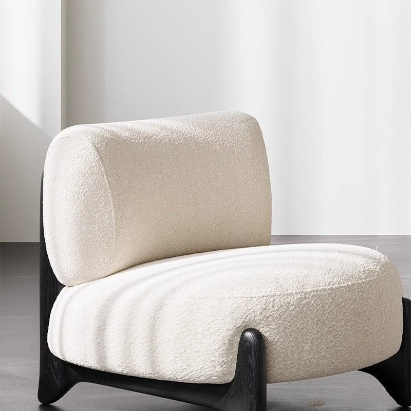 Contemporary Nordic Sherpa Fabric Solid Wood Rectangular Accent Chair Backrest Armless For Living Room