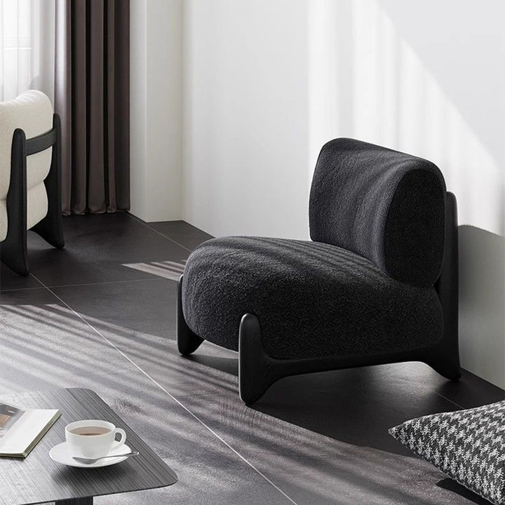 Contemporary Nordic Sherpa Fabric Solid Wood Rectangular Accent Chair Backrest Armless For Living Room