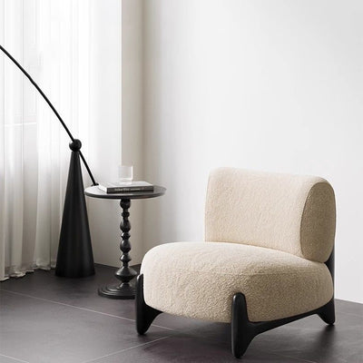 Contemporary Nordic Lambswool Solid Wood Rectangular Accent Chair Backrest Armless For Living Room