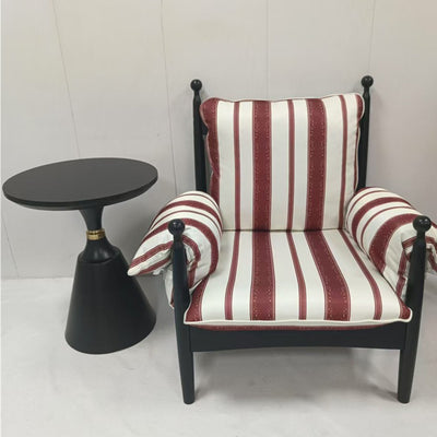 Traditional French Rectangular Cotton-Linen Fabric Solid Wood Accent Chair Armrest Backrest For Living Room