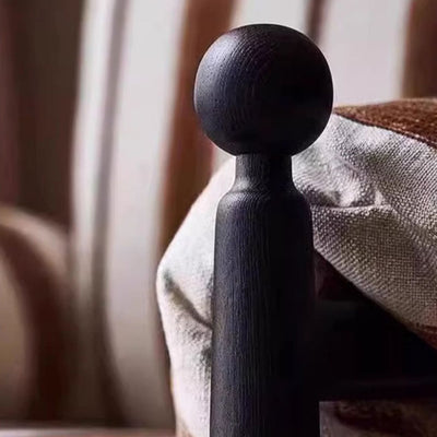 Traditional French Rectangular Cotton-Linen Fabric Solid Wood Accent Chair Armrest Backrest For Living Room