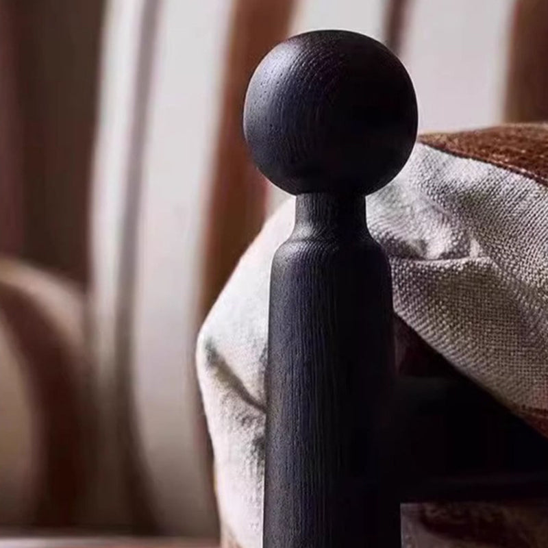 Traditional French Rectangular Cotton-Linen Fabric Solid Wood Accent Chair Armrest Backrest For Living Room