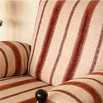 Traditional French Rectangular Cotton-Linen Fabric Solid Wood Accent Chair Armrest Backrest For Living Room