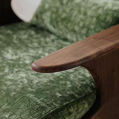 Traditional French Rectangular Jacquard Fabric Solid Wood Accent Chair Backrest Armrest For Living Room