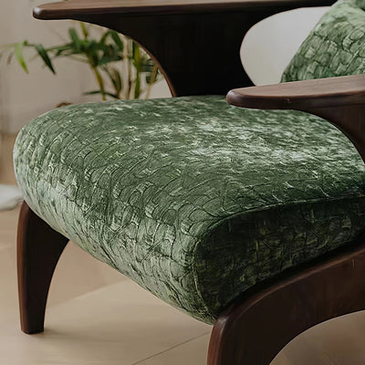 Traditional French Rectangular Jacquard Fabric Solid Wood Accent Chair Backrest Armrest For Living Room