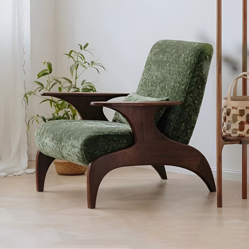 Traditional French Rectangular Jacquard Fabric Solid Wood Accent Chair Backrest Armrest For Living Room