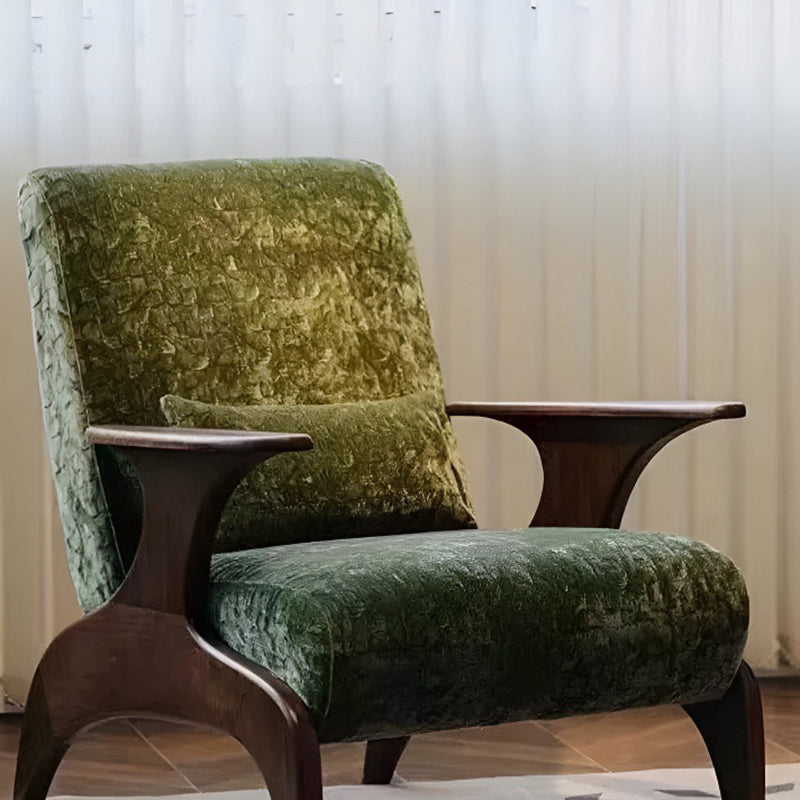 Traditional French Rectangular Jacquard Fabric Solid Wood Accent Chair Backrest Armrest For Living Room