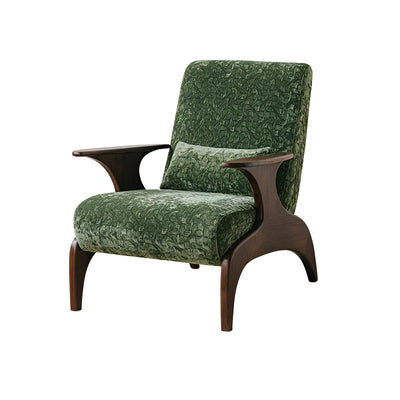 Traditional French Rectangular Jacquard Fabric Solid Wood Accent Chair Backrest Armrest For Living Room