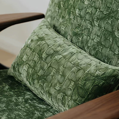 Traditional French Rectangular Jacquard Fabric Solid Wood Accent Chair Backrest Armrest For Living Room