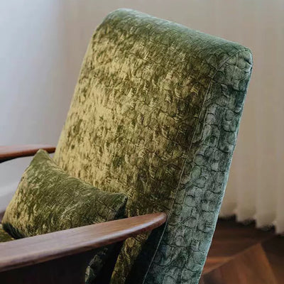 Traditional French Rectangular Jacquard Fabric Solid Wood Accent Chair Backrest Armrest For Living Room