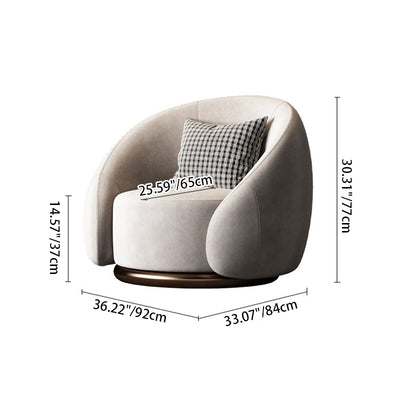 Contemporary Nordic Curved Velvet Solid Wood Swivel Accent Chair Backrest Armrest For Living Room