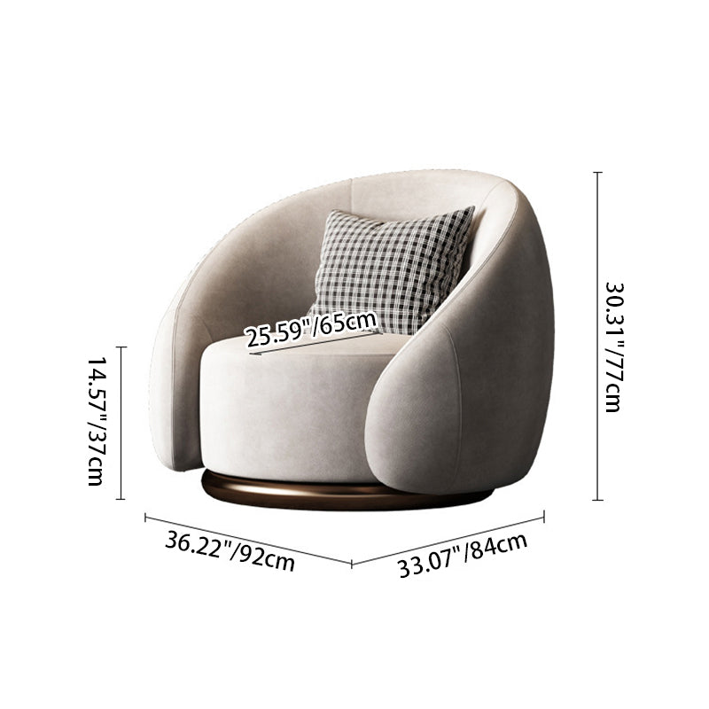 Contemporary Nordic Curved Velvet Solid Wood Swivel Accent Chair Backrest Armrest For Living Room