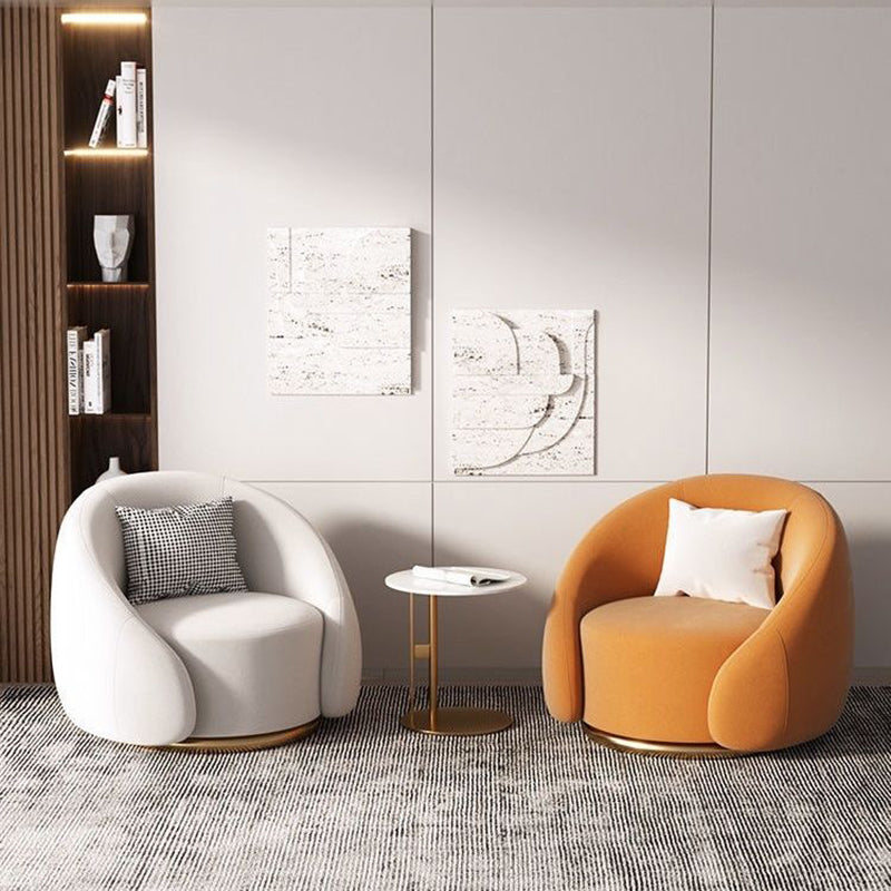 Contemporary Nordic Curved Velvet Solid Wood Swivel Accent Chair Backrest Armrest For Living Room