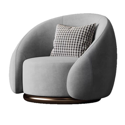 Contemporary Nordic Curved Velvet Solid Wood Swivel Accent Chair Backrest Armrest For Living Room