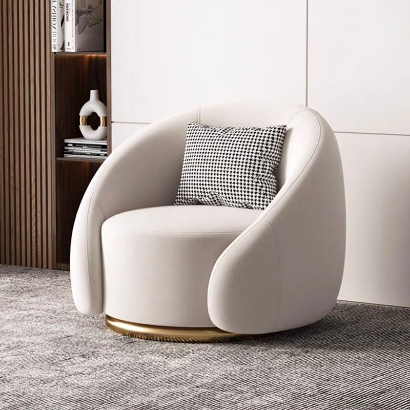 Contemporary Nordic Curved Velvet Solid Wood Swivel Accent Chair Backrest Armrest For Living Room