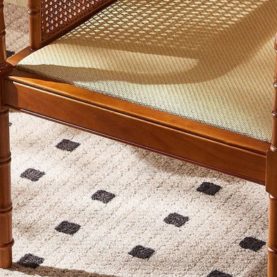 Traditional Chinese Rattan Solid Wood Rectangular Accent Chair Backrest Armrest For Living Room