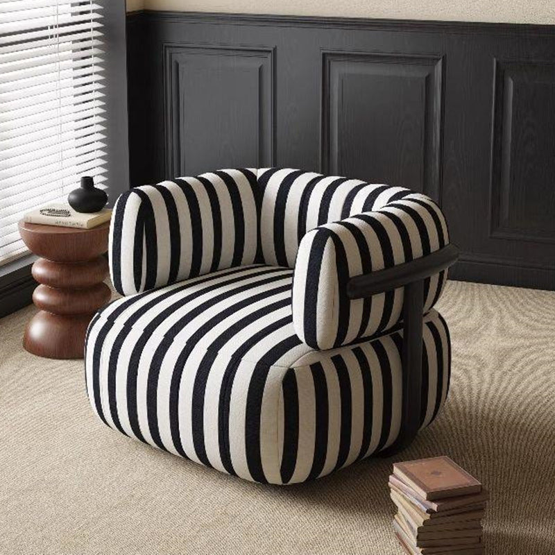 Modern Minimalist Printed Fabric Carbon Steel Rectangular Accent Chair Backrest Armrest For Living Room