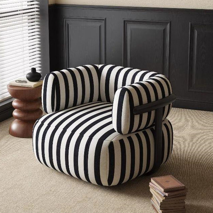 Modern Minimalist Printed Fabric Carbon Steel Rectangular Accent Chair Backrest Armrest For Living Room