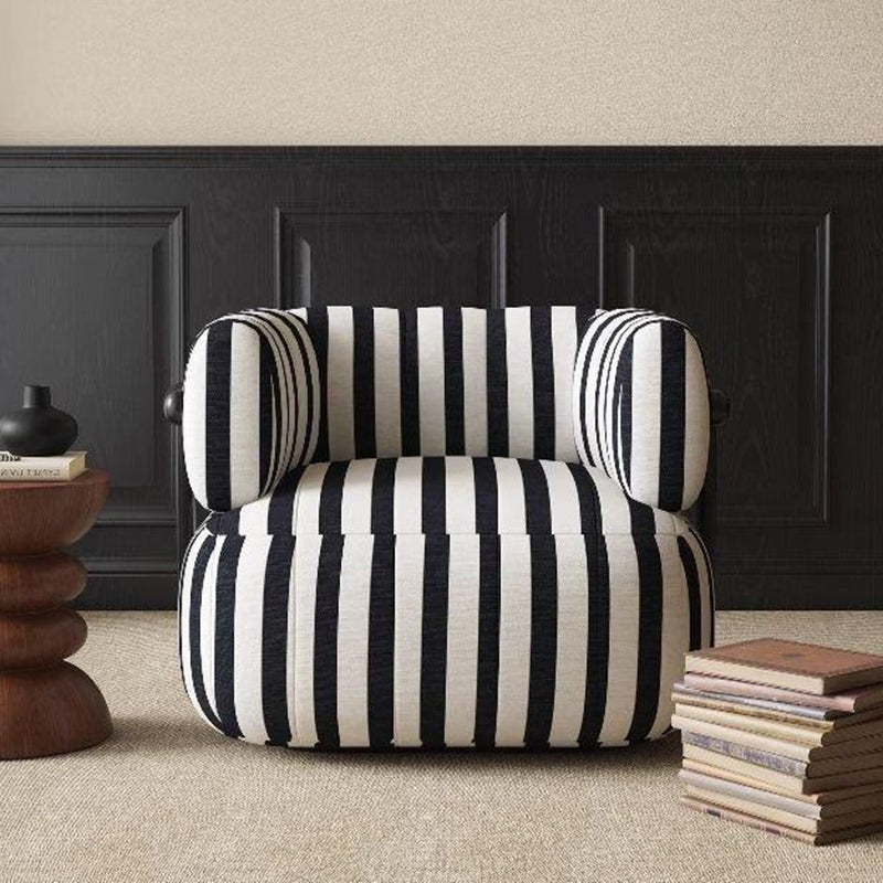 Modern Minimalist Printed Fabric Carbon Steel Rectangular Accent Chair Backrest Armrest For Living Room