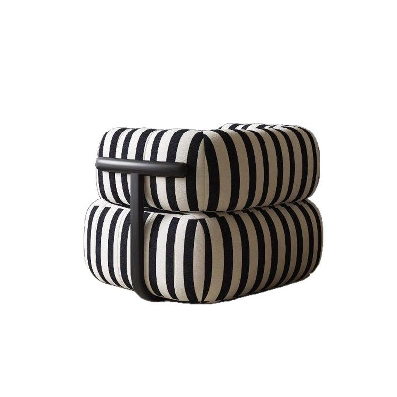 Modern Minimalist Printed Fabric Carbon Steel Rectangular Accent Chair Backrest Armrest For Living Room