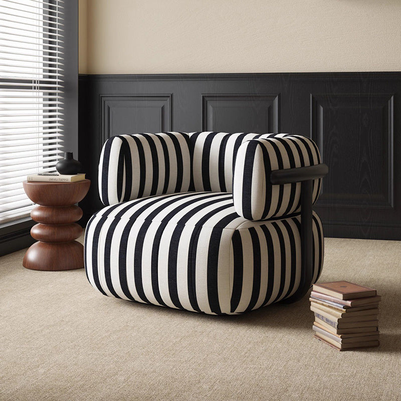 Modern Minimalist Printed Fabric Carbon Steel Rectangular Accent Chair Backrest Armrest For Living Room