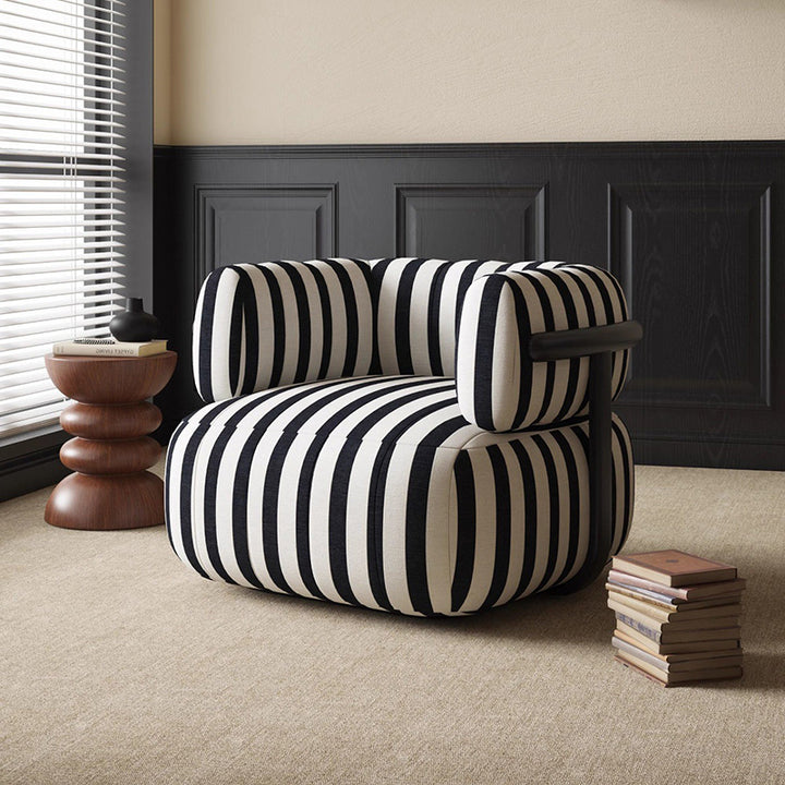 Modern Minimalist Printed Fabric Carbon Steel Rectangular Accent Chair Backrest Armrest For Living Room