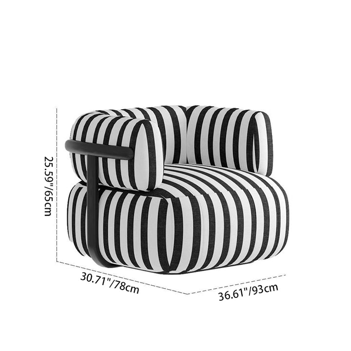 Modern Minimalist Printed Fabric Carbon Steel Rectangular Accent Chair Backrest Armrest For Living Room