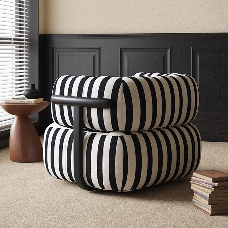 Modern Minimalist Printed Fabric Carbon Steel Rectangular Accent Chair Backrest Armrest For Living Room