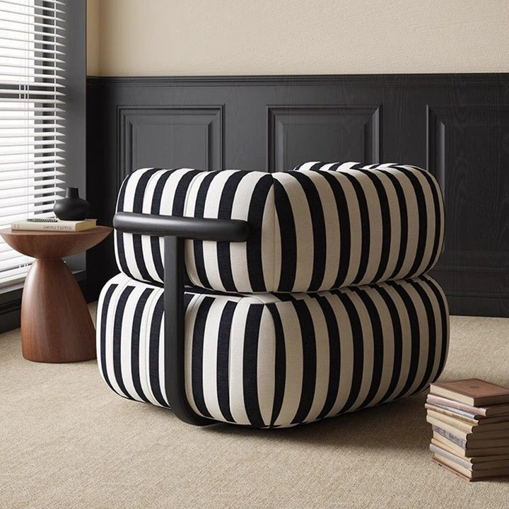 Modern Minimalist Printed Fabric Carbon Steel Rectangular Accent Chair Backrest Armrest For Living Room