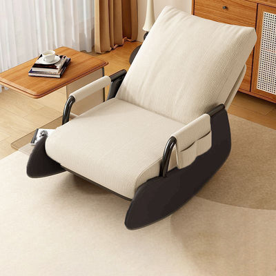 Modern Minimalist Corduroy Faux Leather Solid Wood Carbon Steel Rectangular Accent Chair Adjustable Backrest Armrest For Living Room