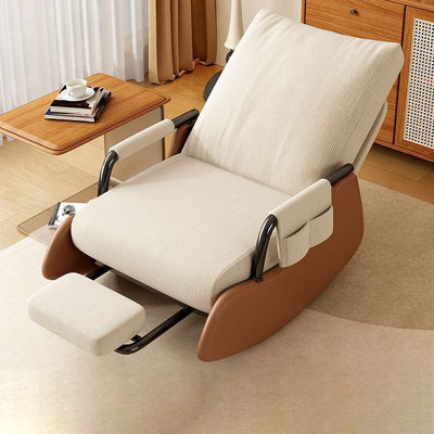 Modern Minimalist Corduroy Faux Leather Solid Wood Carbon Steel Rectangular Accent Chair Adjustable Backrest Armrest For Living Room