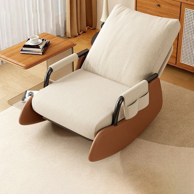 Modern Minimalist Corduroy Faux Leather Solid Wood Carbon Steel Rectangular Accent Chair Adjustable Backrest Armrest For Living Room