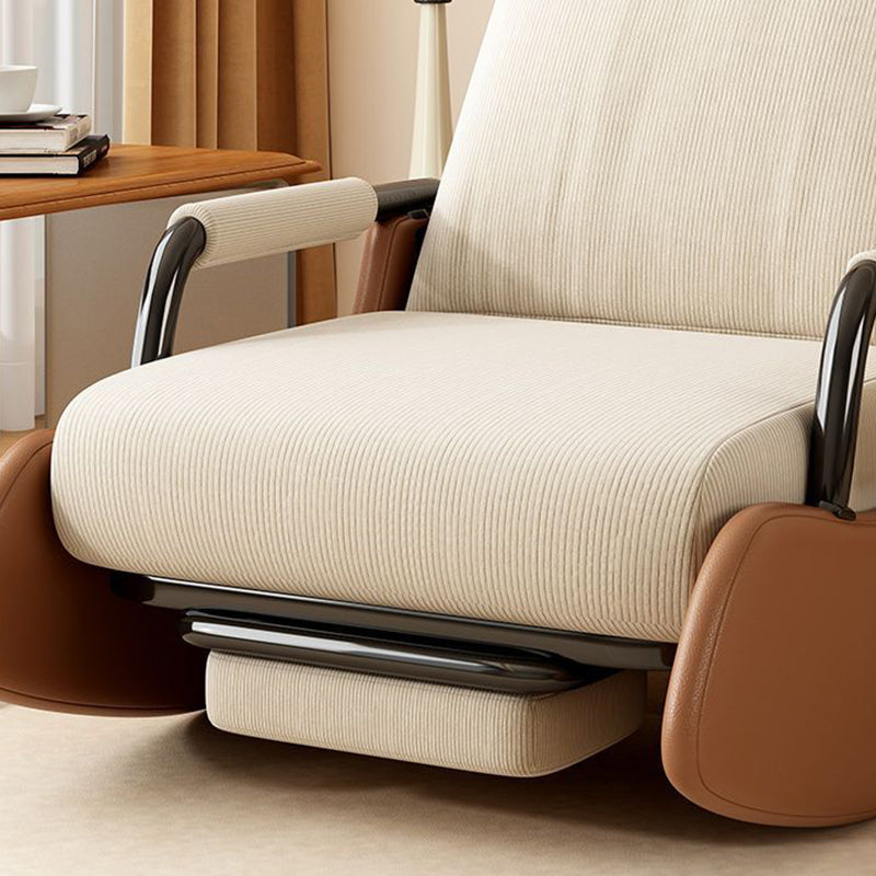 Modern Minimalist Corduroy Faux Leather Solid Wood Carbon Steel Rectangular Accent Chair Adjustable Backrest Armrest For Living Room