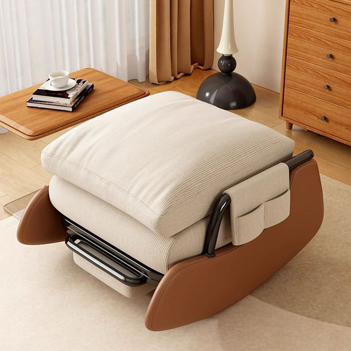 Modern Minimalist Corduroy Faux Leather Solid Wood Carbon Steel Rectangular Accent Chair Adjustable Backrest Armrest For Living Room