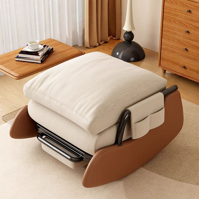 Modern Minimalist Corduroy Faux Leather Solid Wood Carbon Steel Rectangular Accent Chair Adjustable Backrest Armrest For Living Room