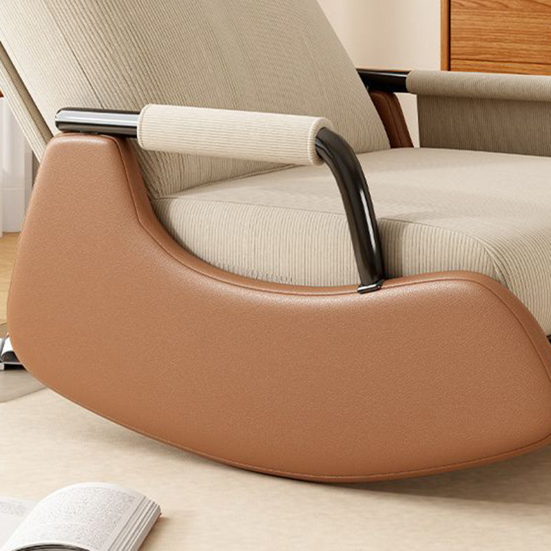 Modern Minimalist Corduroy Faux Leather Solid Wood Carbon Steel Rectangular Accent Chair Adjustable Backrest Armrest For Living Room