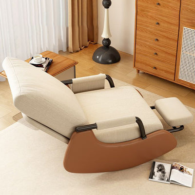 Modern Minimalist Corduroy Faux Leather Solid Wood Carbon Steel Rectangular Accent Chair Adjustable Backrest Armrest For Living Room