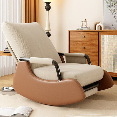 Modern Minimalist Corduroy Faux Leather Solid Wood Carbon Steel Rectangular Accent Chair Adjustable Backrest Armrest For Living Room