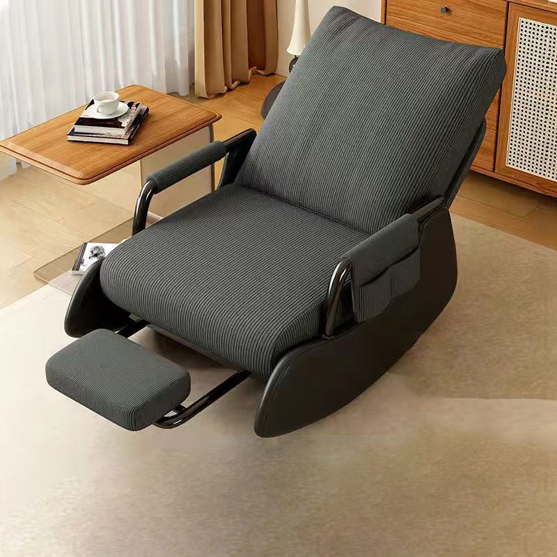 Modern Minimalist Corduroy Faux Leather Solid Wood Carbon Steel Rectangular Accent Chair Adjustable Backrest Armrest For Living Room