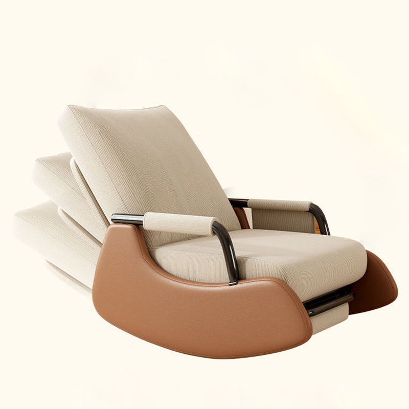 Modern Minimalist Corduroy Faux Leather Solid Wood Carbon Steel Rectangular Accent Chair Adjustable Backrest Armrest For Living Room