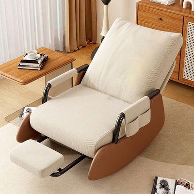 Modern Minimalist Corduroy Faux Leather Solid Wood Carbon Steel Rectangular Accent Chair Adjustable Backrest Armrest For Living Room