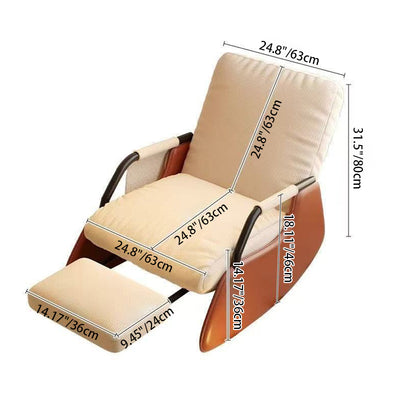 Modern Minimalist Corduroy Faux Leather Solid Wood Carbon Steel Rectangular Accent Chair Adjustable Backrest Armrest For Living Room